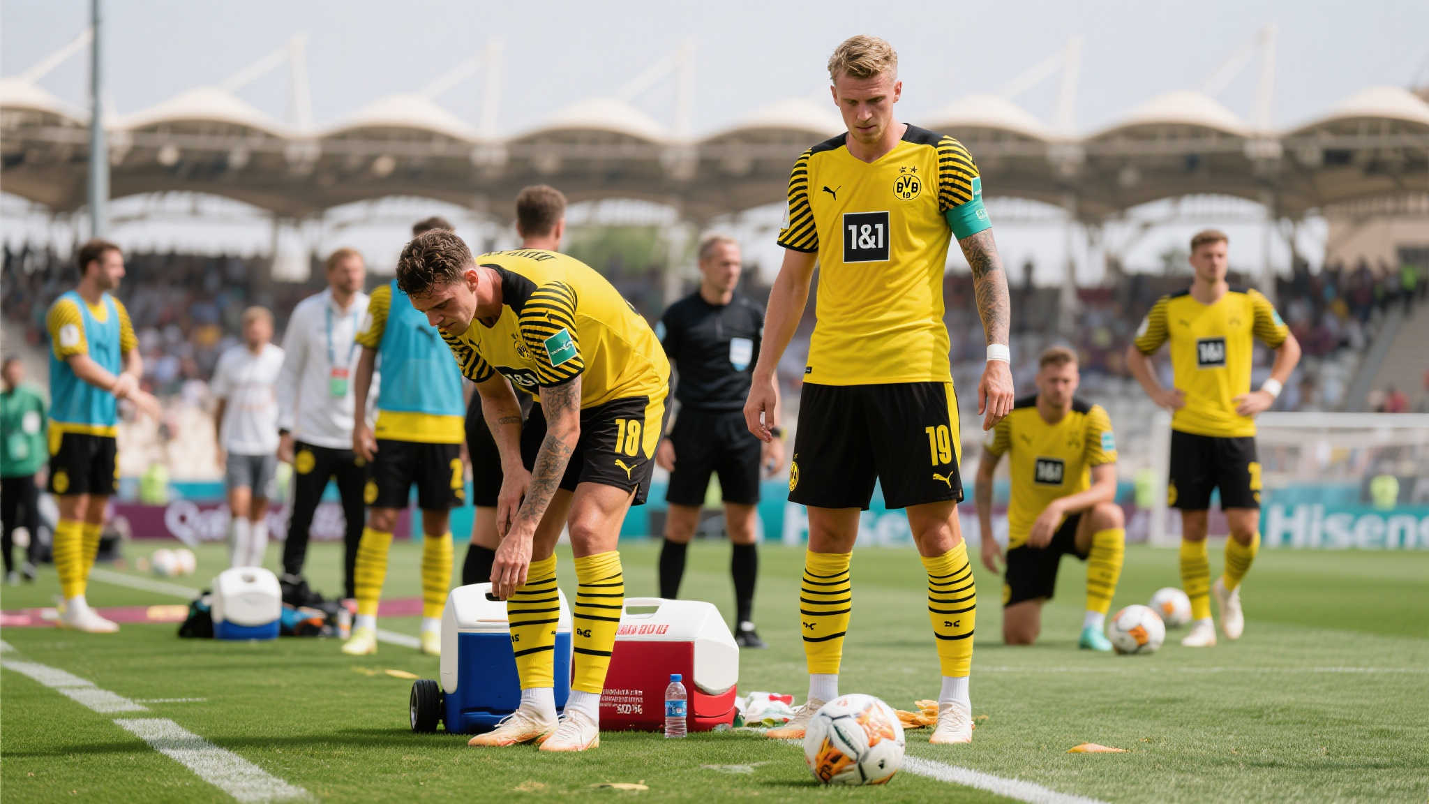 多特蒙德替补队员难耐30.5度酷暑，选择留守更衣室